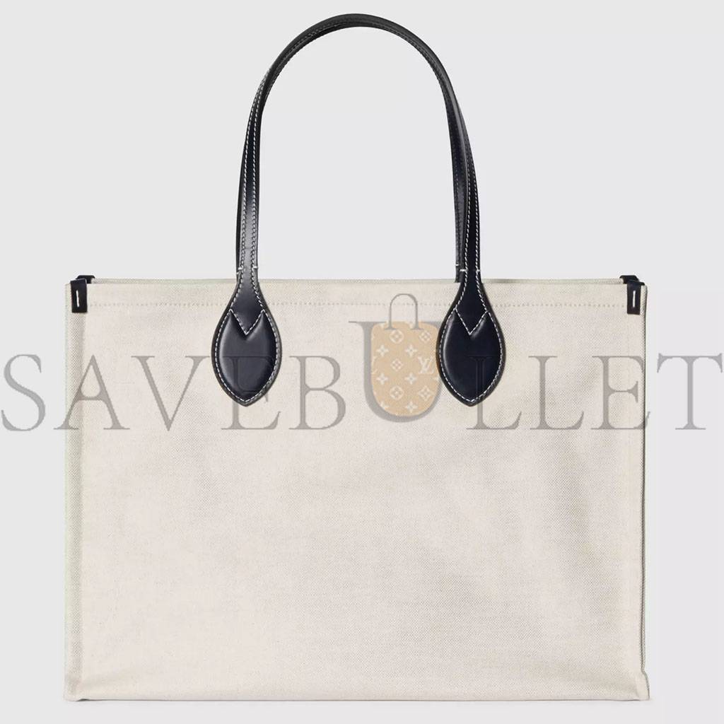 GUCCI PRINT TOTE BAG NEW BEIGE CANVAS BLACK 772176 (41*29*18cm)